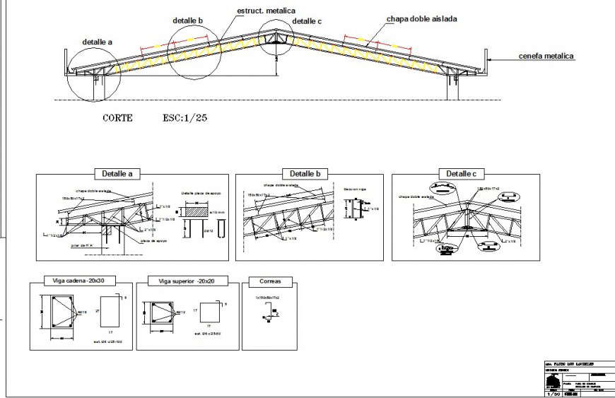 Sectional detail of roof structure