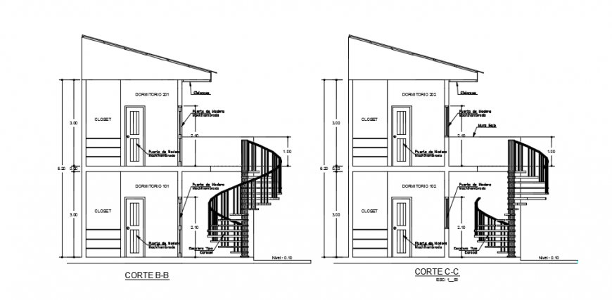 Sectional elevation drawings file