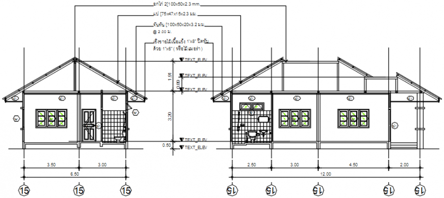 Sectional elevation of a building  detail 2d