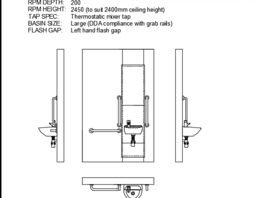 Sectional elevation of bathroom