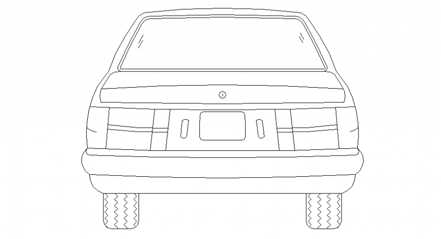 Sedan car back view elevation detail
