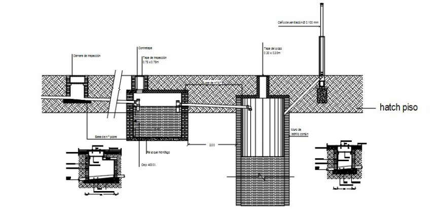 Septic tank details drawings 2d view autocad file
