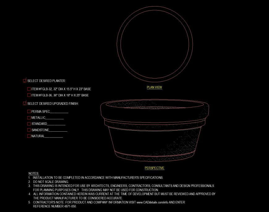 Shallow type planter drawing detail of dwg file.