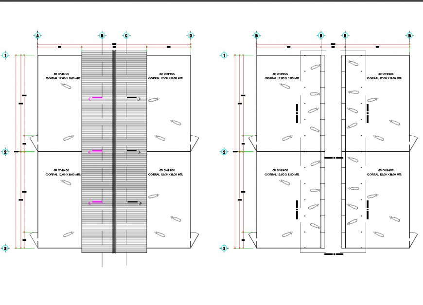 Sheep module pens for lamb sand stallions autocad file