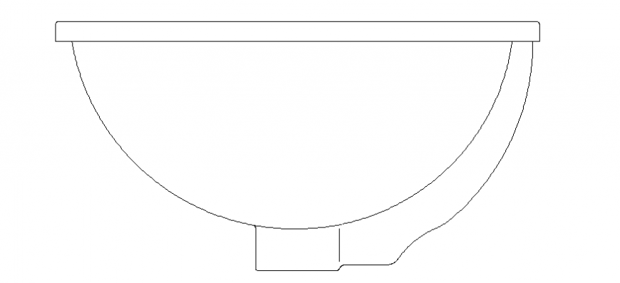 Side elevation detail drawing of wash basin in dwg file