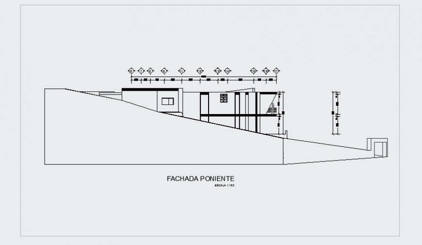 Side Elevation plan design drawing for modern house design