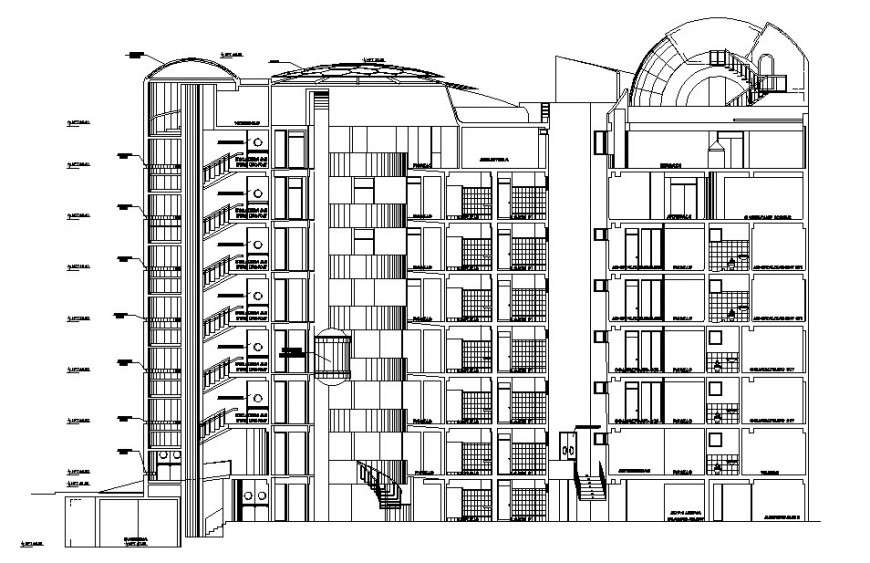 Side view of clinic building dwg file