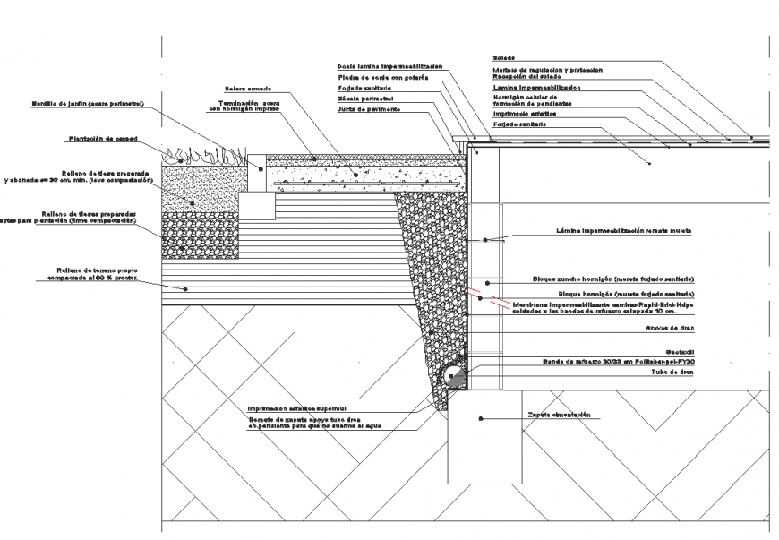 Side walk section detail dwg file