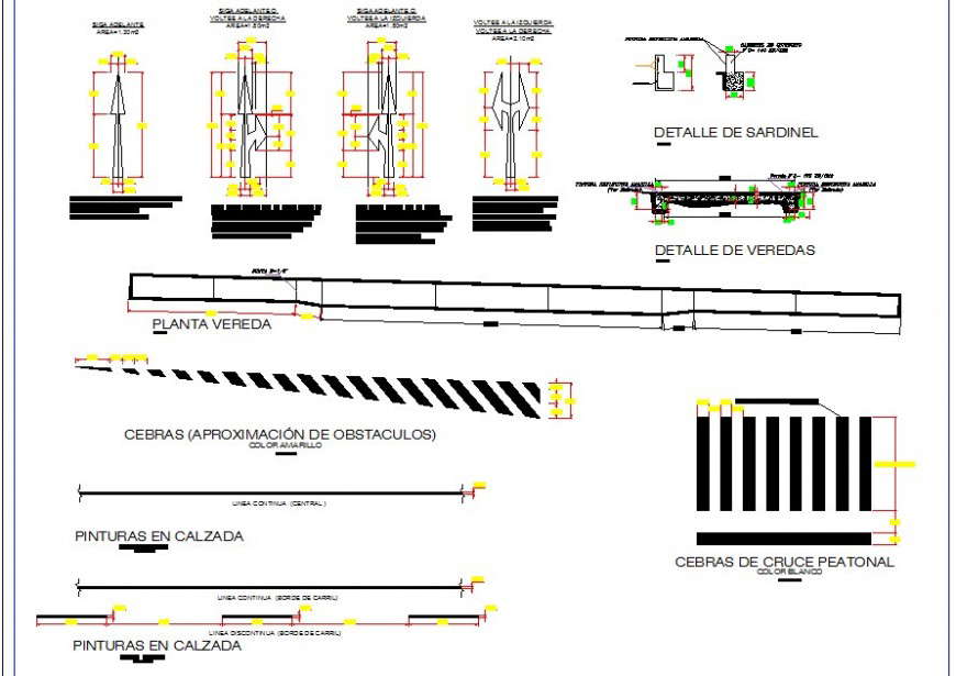 Signs of a bridge plan, elevation and section detail dwg file