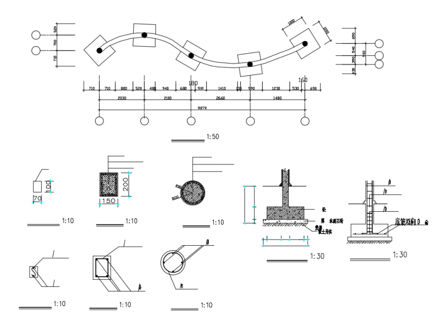 Simple Flower shelf Cad drawing details dwg file