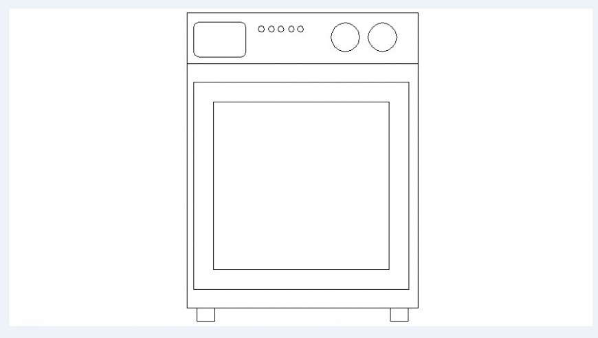 Simple oven 2d elevation block cad drawing details dwg file