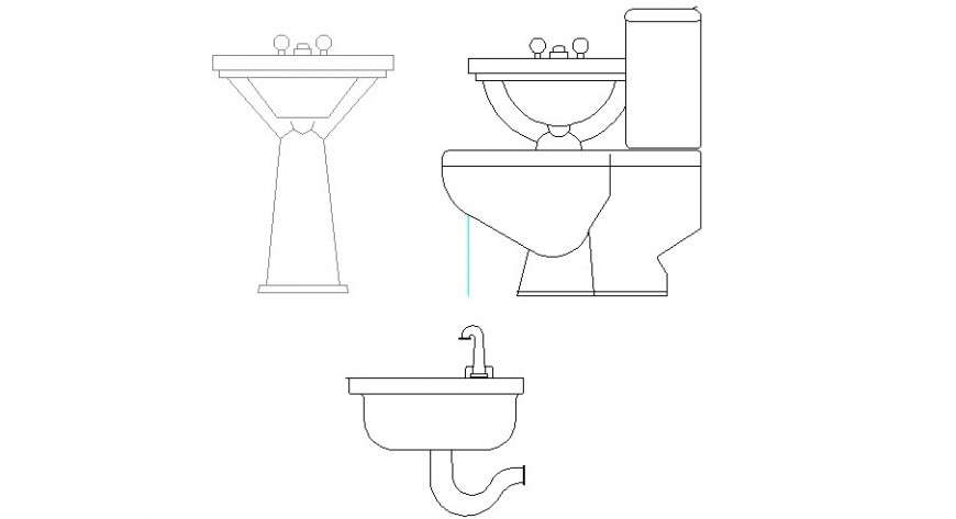 Sink and toilet sheet elevation blocks cad drawing details dwg file