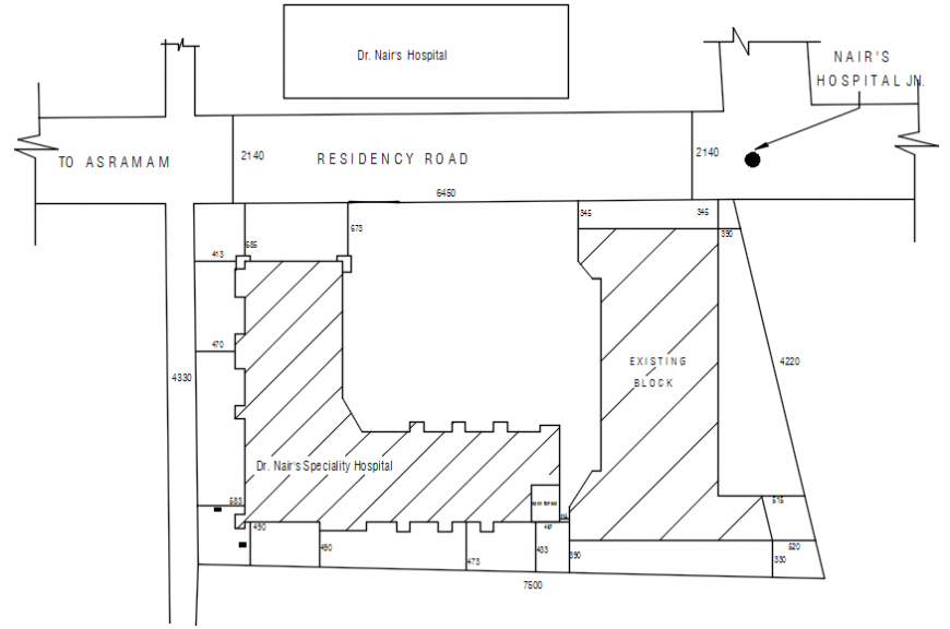 Site plan of hospital project cad file