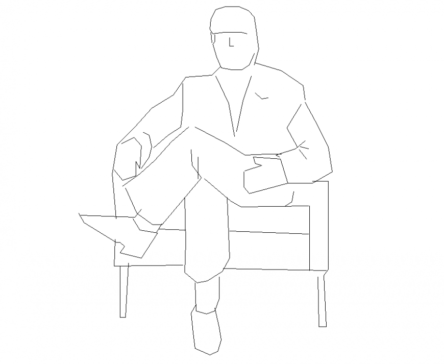 Sitting man plan dtail dwg file.