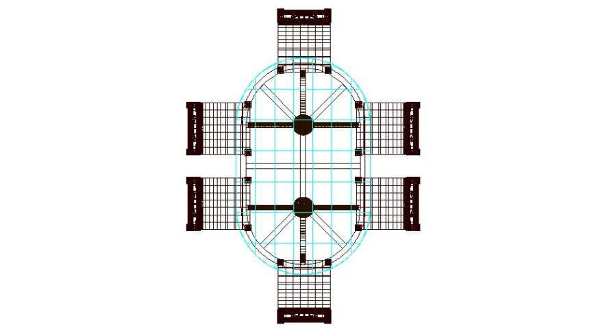 Six seated dining table top view elevation block cad drawing details dwg file