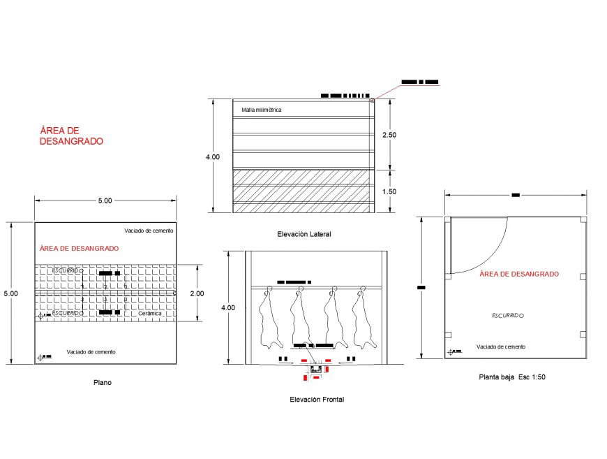 Slaughter house plan dwg file