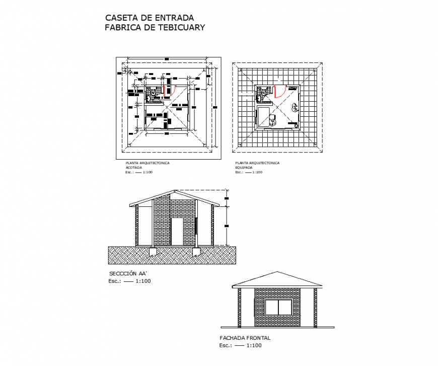 Small housing building CAD construction detail elevation and section layout file
