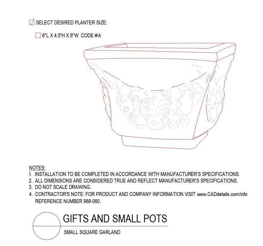 Small square garland plan dwg file