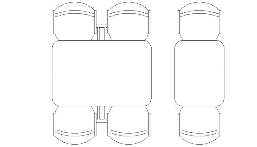 2D AutoCAD Drawing of Small Square Table and Chairs