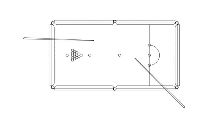 Snooker table top view plan detail model dwg file