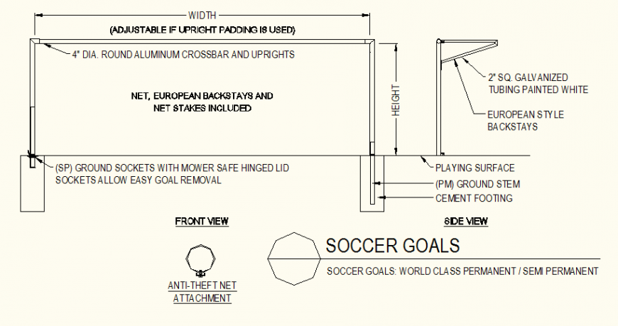 Soccer goal elevation dwg file