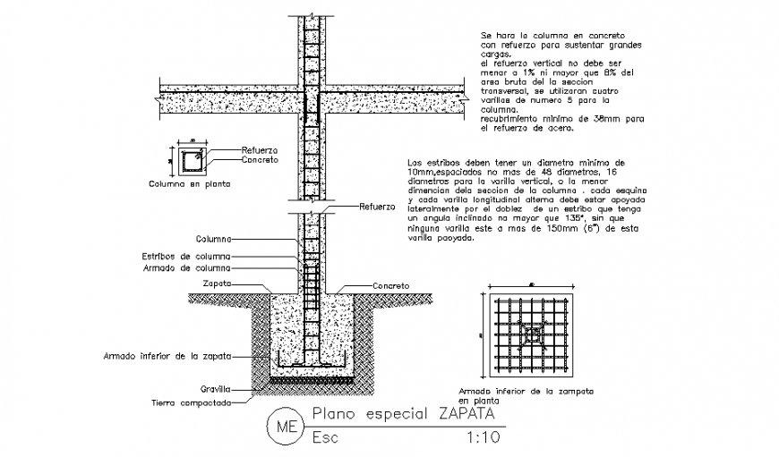 Special shoe plan and section dwg file