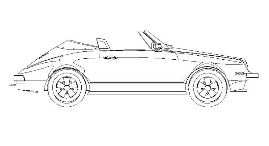 Sports car elevation drawing 2d view autocad file