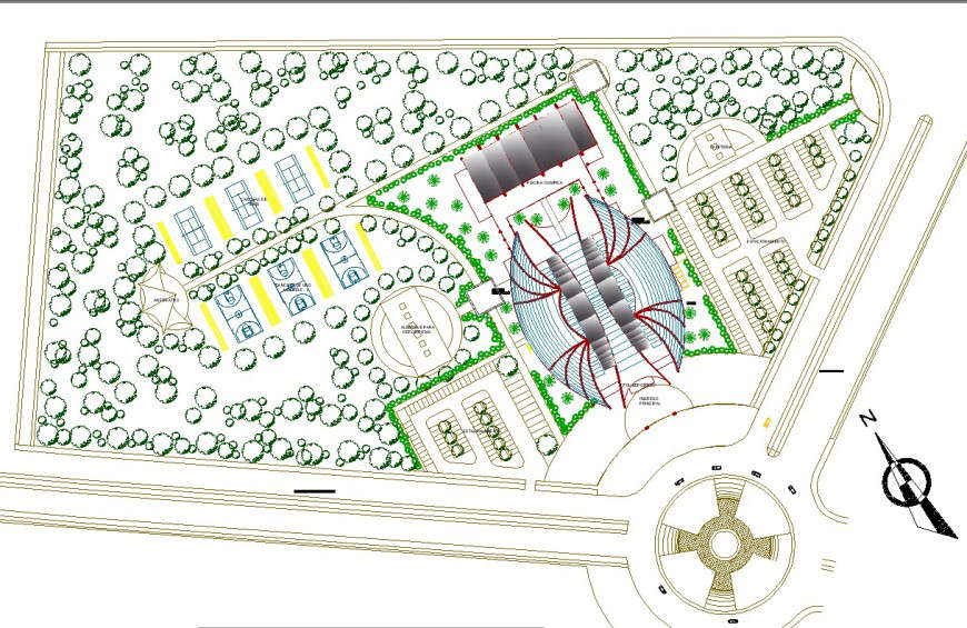 Sports center project planning autocad file