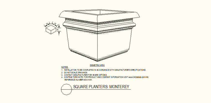 Square planters Monterey detail dwg file