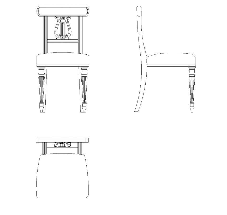 Square shape chair plan autocad file