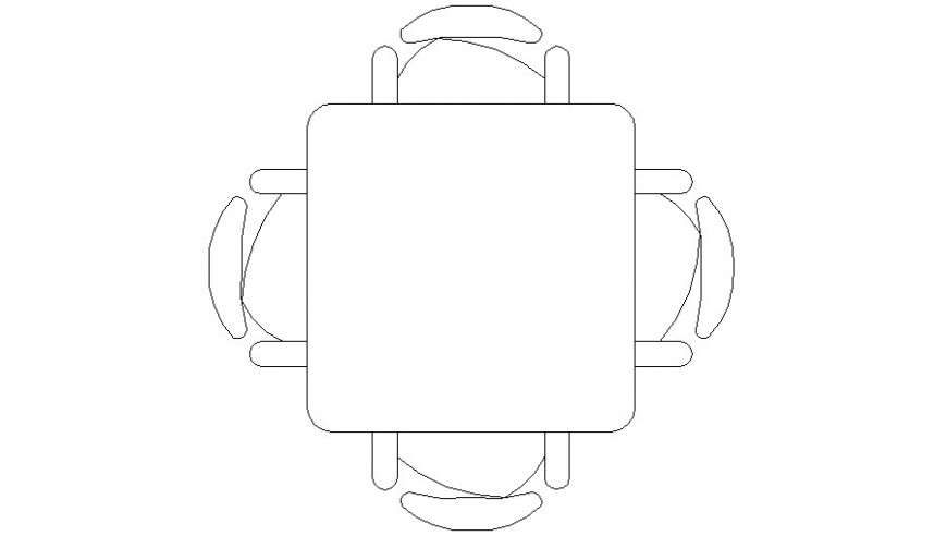 Square shape table desk with chair furniture blocks dwg file