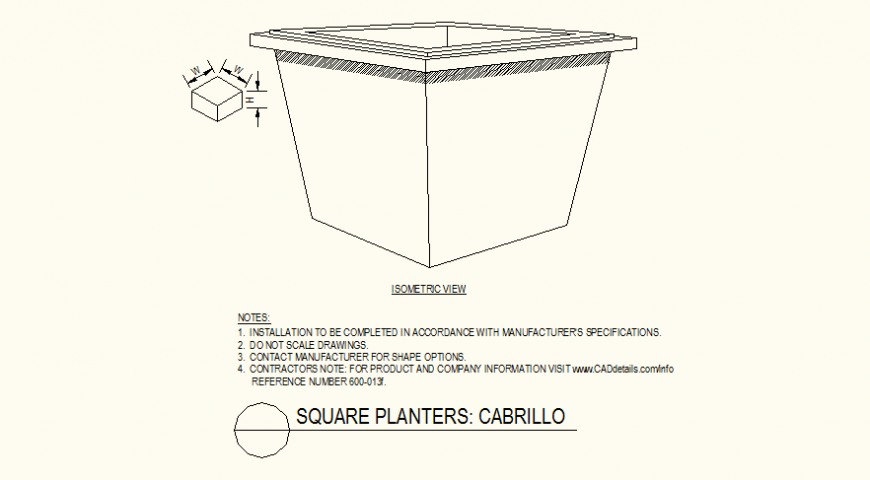 Square shaped edges pot detail layout file