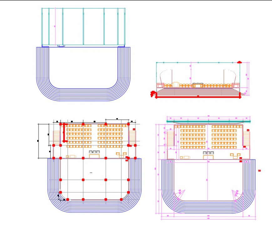 Stage raft slab and beam detail dwg file