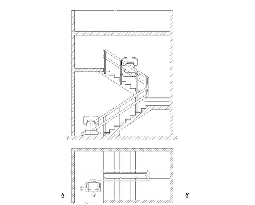 Stair Lift Plan & Elevation layout file