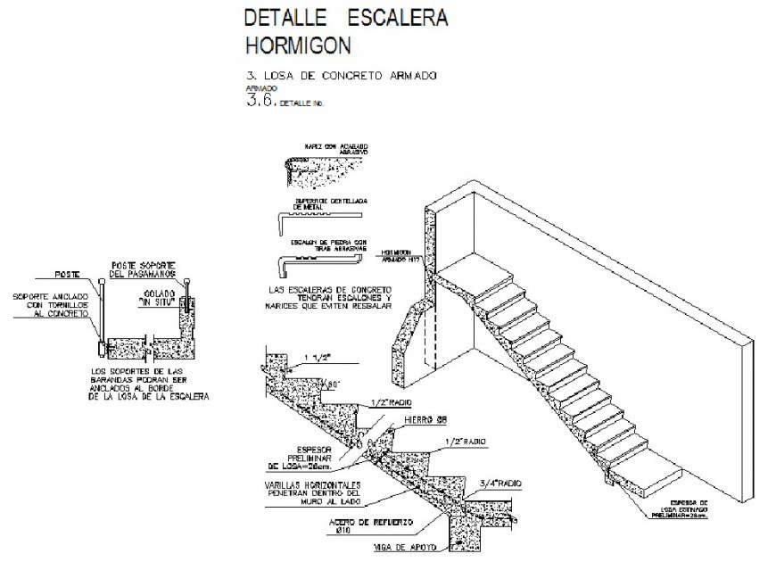 Staircase construction detail dwg