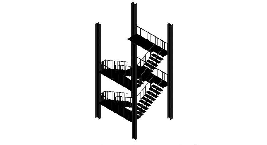 Stairway structural detail 2d view CAD construction block autocad file