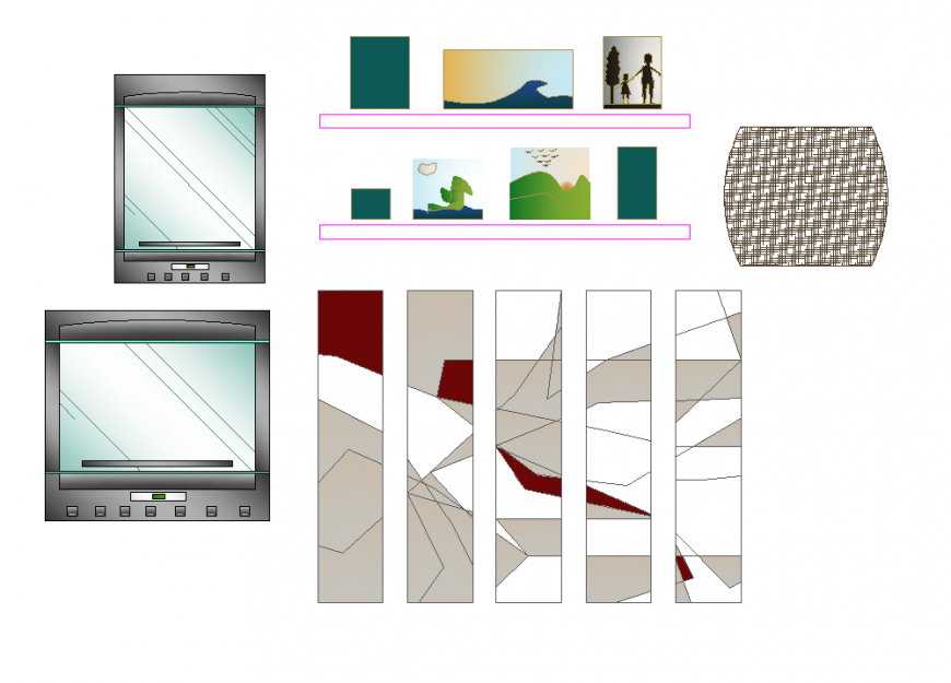 Stand pet clothing and computer detail dwg file