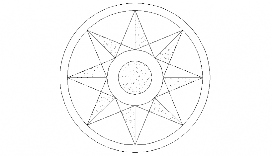 Star circular parquet CAD block autocad file