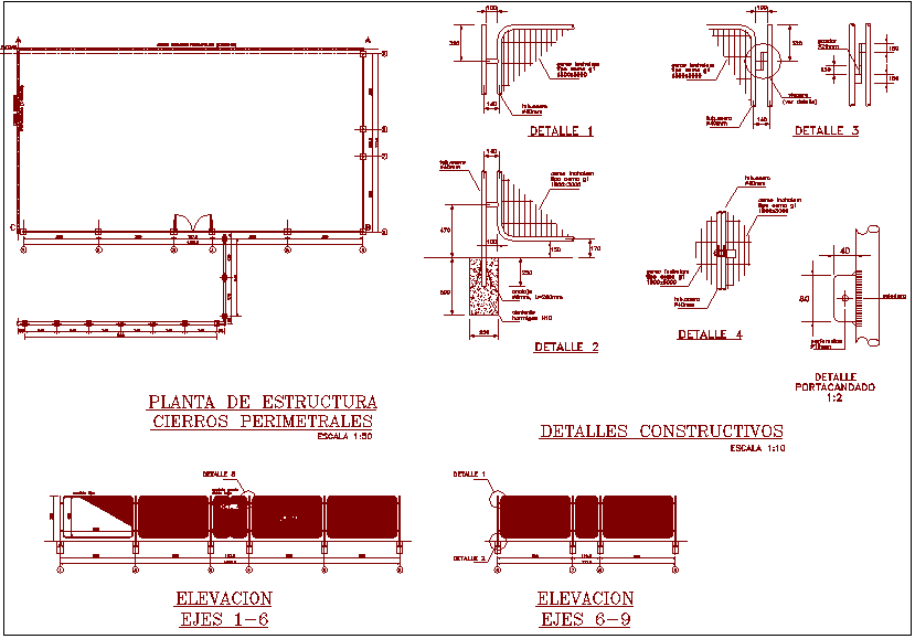 steel fence construction detail view for door design
