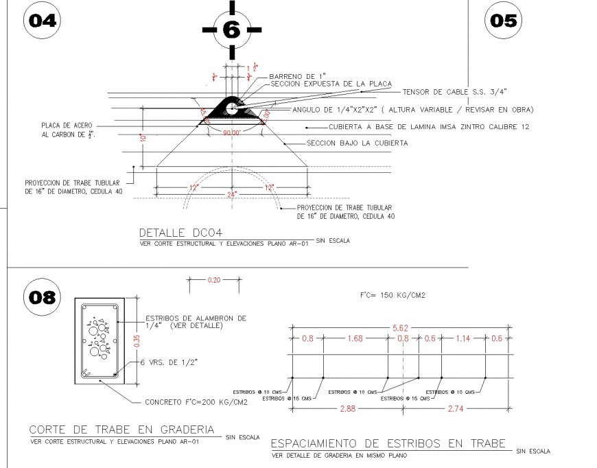 Stirrups and column section detail plan dwg file