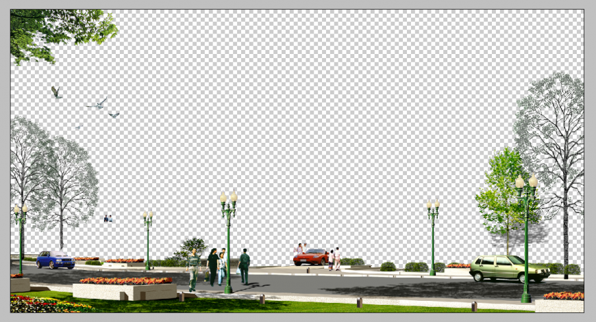 Street detail elevation 3d model PSD file