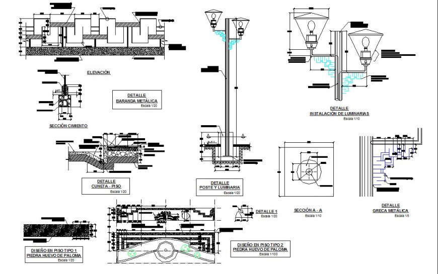 Street light plan and elevation layout file