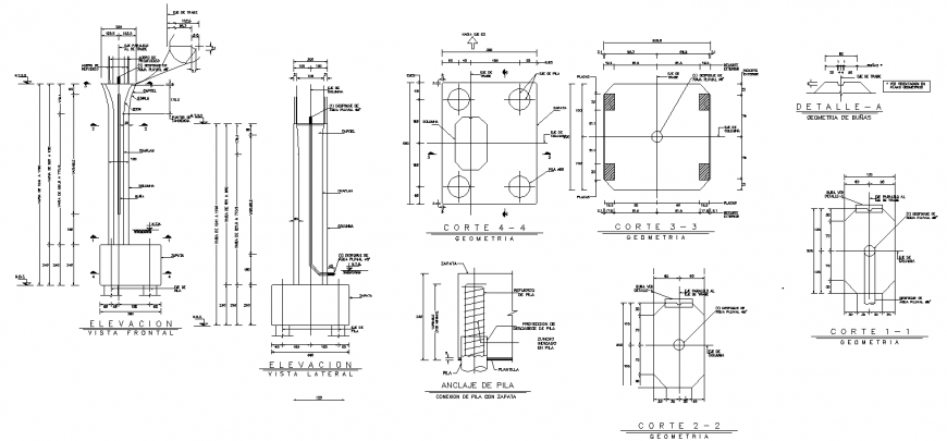 Structure detail view in dwg file.