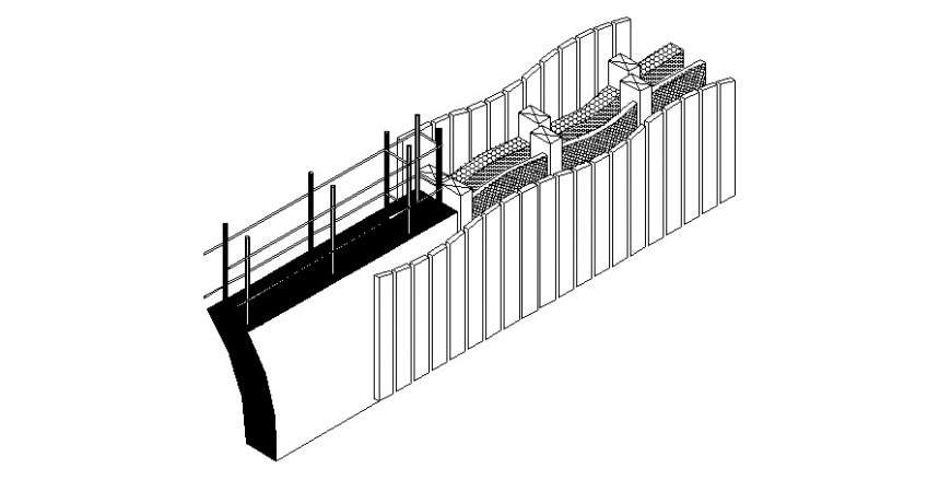 Structure drawings 2d view 3d model autocad file