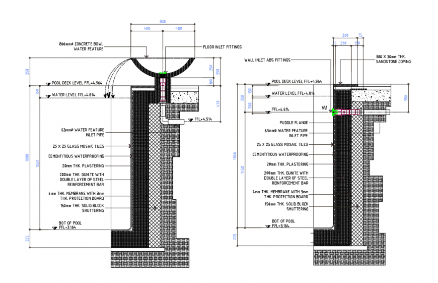 Structure Two Section Detail in DWG file