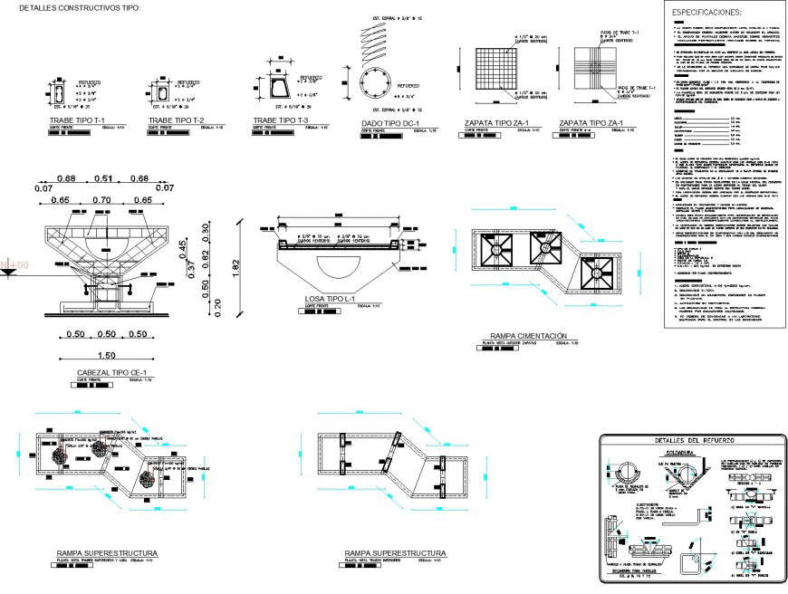 Superstructure ramp and spindle type dwg file