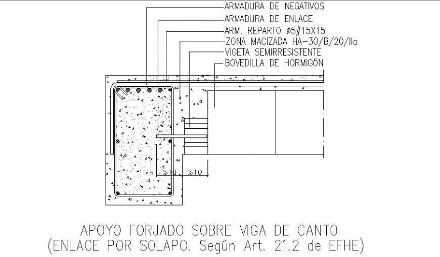 Support forged on edge beam section autocad file