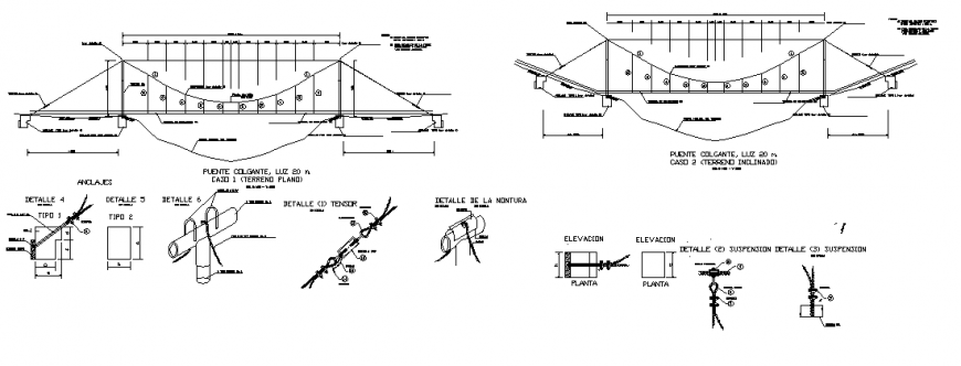 Suspension bridge-project drawing in dwg file.