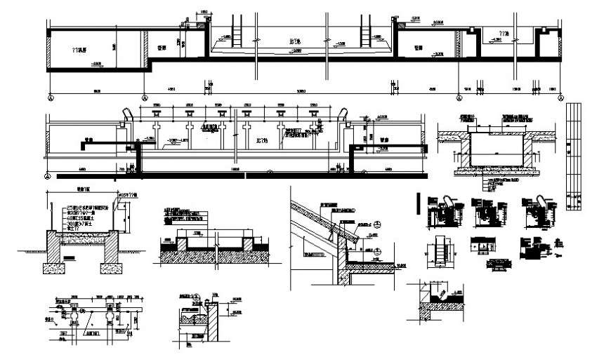 Swimming pool construction plans drawing in autocad