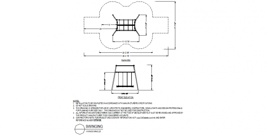 Swinging structure plan and elevation detail layout file